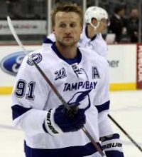 Tampa Bays Steven Stamkos warms up before game 3 of the Stanley Cup Finals on Sept. 23.