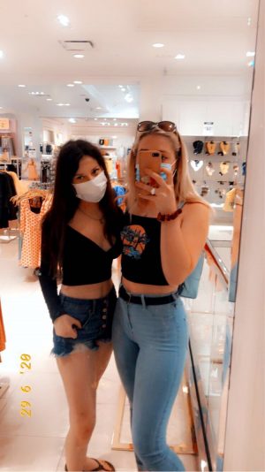 Senior Kailyn Kings shops at Forever 21 in Montgomery Mall in September, following mask protocols.