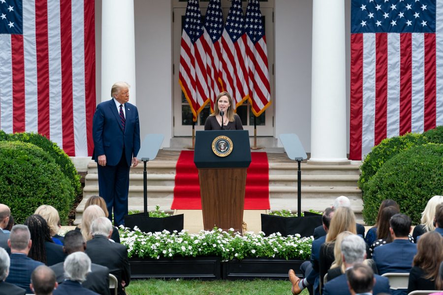 Outgoing President Donald Trump nominates Judge Amy Coney Barrett for Associate Justice of the U.S. Supreme Court.