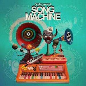 Pictured is the cover art for the album, Song Machine, by virtual band Gorillaz. The album has garnered critical acclaim for the variety of collaborations and genres featured.
