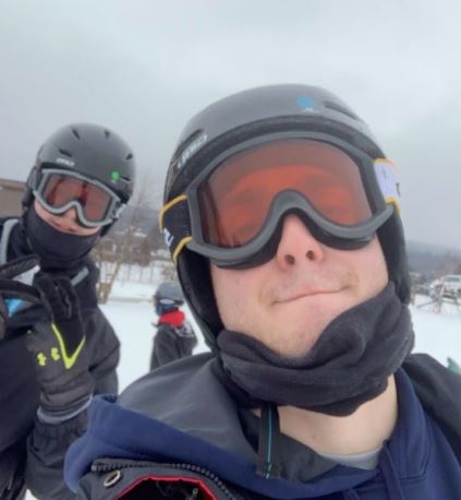 Senior Connor Koch and Alum Jack Lvovsky take on the task of outdoor skiing while still maintaining Covid safe precautions