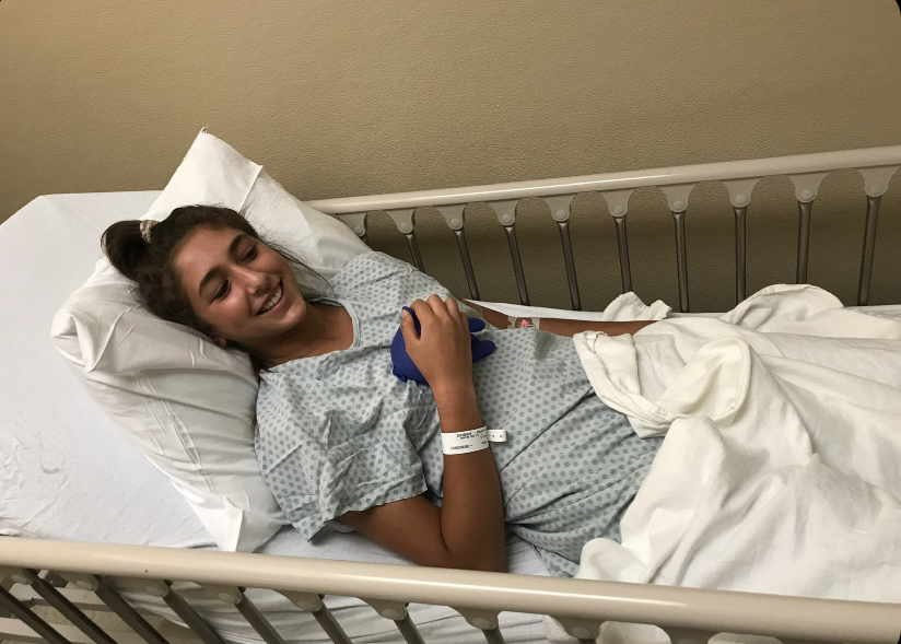 Freshman Danielle Ram waits in the hospital before entering surgery.
