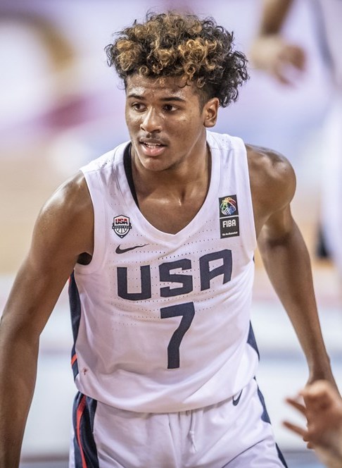 Team+Ignite+Shooting+Guard+Jalen+Green+plays+defense+in+an+exhibition+game+with+Team+USA+in+the+summer+of+2019.