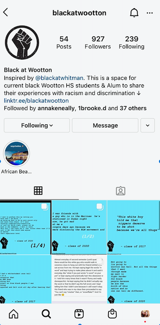 Black at Wootton Instagram showcases students experiences with race and equality anonymously.