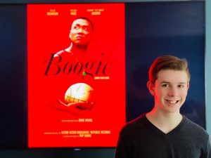 Junior Joshua M. Freedman watches an early premiere of Boogie from his home on Mar. 1.