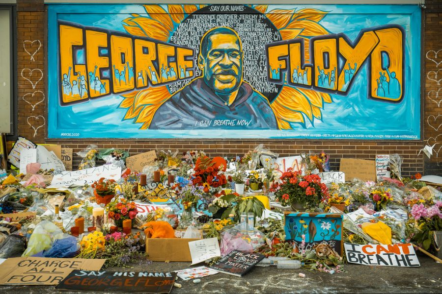 A George Floyd mural located in Minneapolis near the location of Floyds murder.