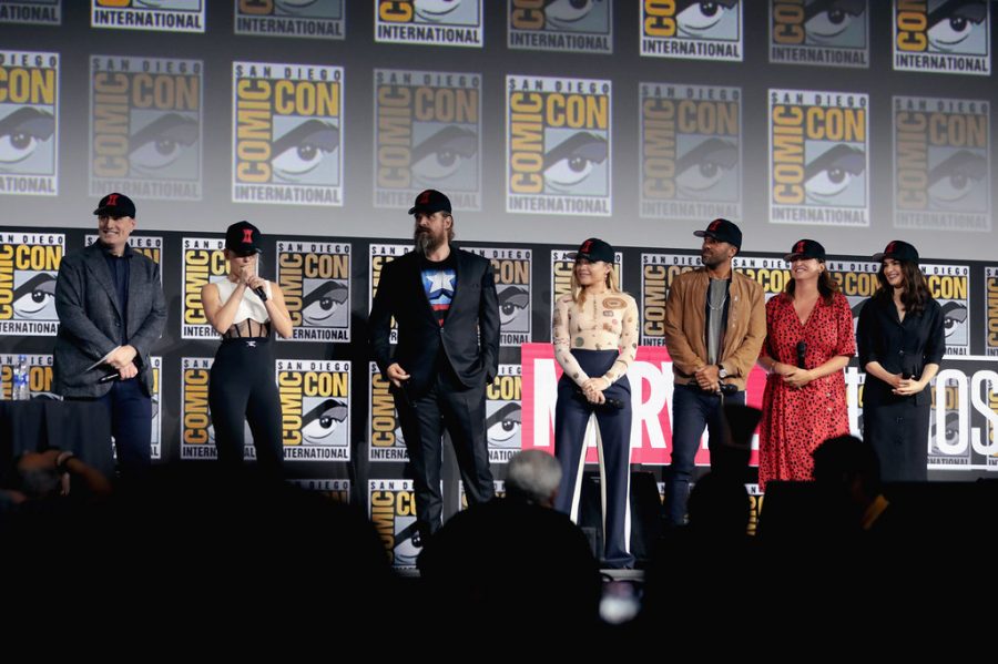 The Black Widow cast, including Kevin Feige, Scarlett Johansson, David Harbour, Florence Pugh, O.T. Fagbenle, Cate Shortland and Rachel Weisz, announce their film at the 2019 San Diego Comic-Con.