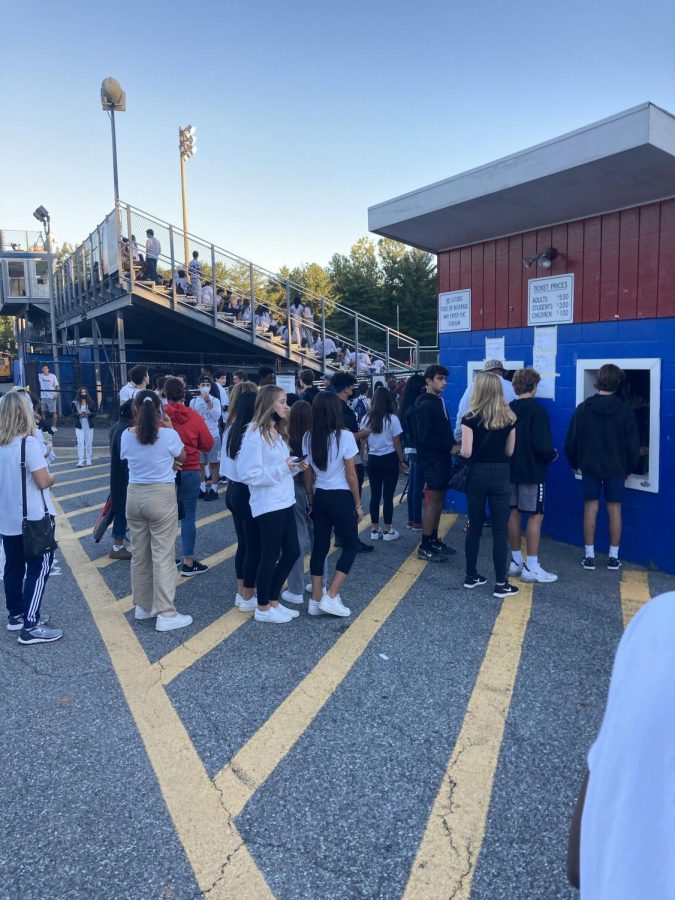 Students and visitors are not required to wear masks when using outdoor spaces for experiences such as at the varsity football game against the Churchill Bulldogs.