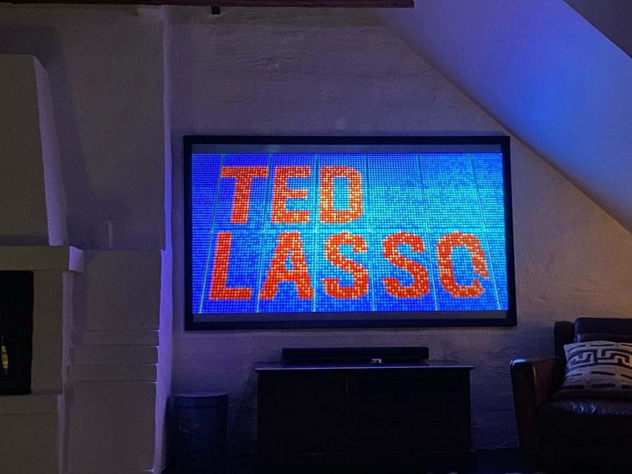 A viewer watches season two of Apple TVs hit show Ted Lasso.
