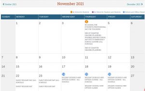 Half days were incorporated into the MCPS November schedule on the week of Thanksgiving break.