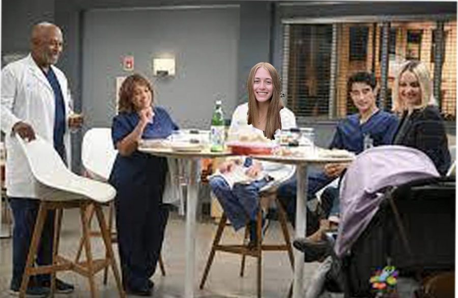 Junior Rae Weinstein takes a break from surgery to have a hospital Thanksgiving celebration with the gang.