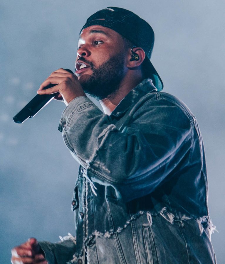 The Weeknd performs his album Starboy live at a festival.