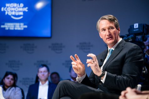 Virginia Governor Glenn Youngkin speaks at a World Economic Forum convention in February 2021.