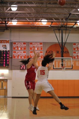 Senior Caitlyn Kwans takes a shot during the game at Rockville on Jan. 25.