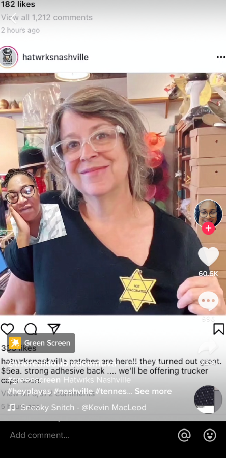 A woman on social media sells Star of David patches that say Not Vaccinated. Others on social point out the problem with this.