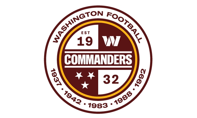 The Commanders logo is a nod to a military commander patch.