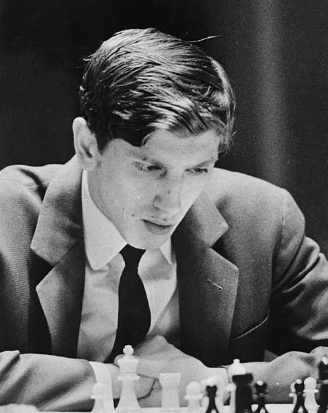 The most famous chess player of all time, a hero of the Cold War, in intense concentration: Bobby Fischer competed at a world-class level in the complex sport of chess, winning renown for his brilliance and determination.