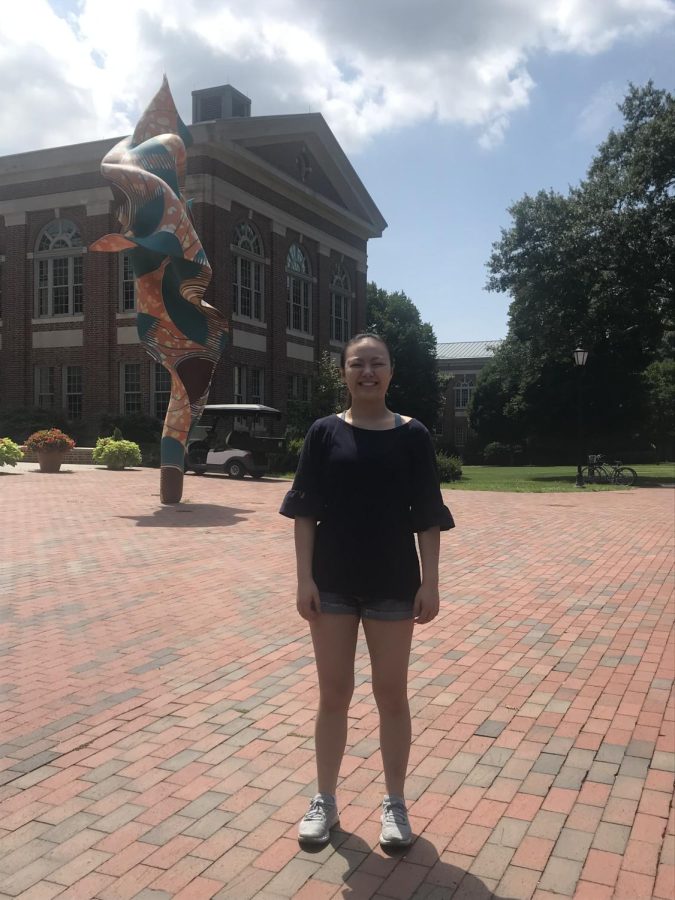 Senior Jeanne Kim visits Davidson College on July 27, 2021.