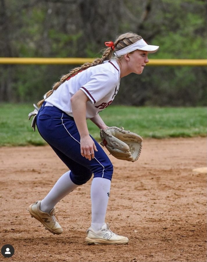 Lizzie Nelson prepares for the pitch in the game against Watkins Mill on Mar. 26.
