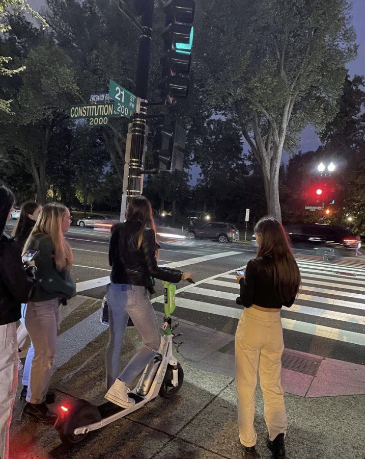 Sophomore Kelly Ren and friends explore D.C. with an electric scooter.