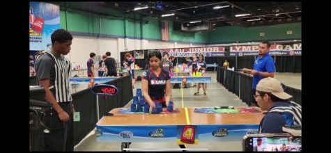 Labeeba Rahman competes at the cup stacking junior Olympic games for Team USA.