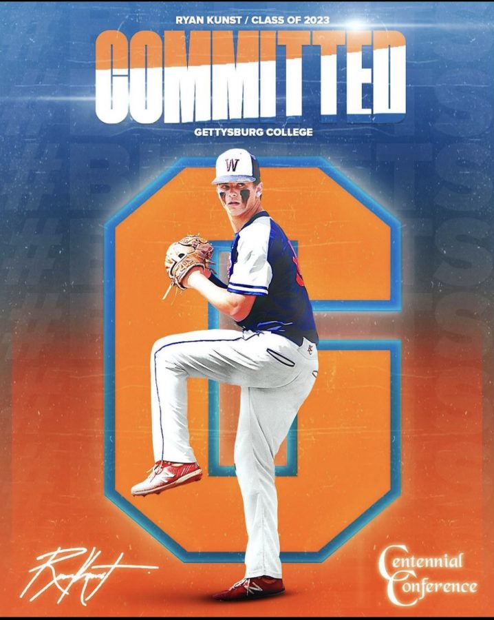 Senior Ryan Kunsts Instagram post announces his commitment to Gettysburg College to pitch for the Bullets.