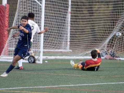 Senior Matthew Serrano scores against 3A Damascus during the past soccer season.