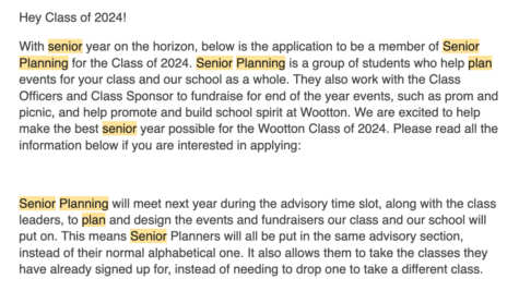 An email was sent out on May 1 telling students about the new structure of the senior planning class. It will now be an advisory period.