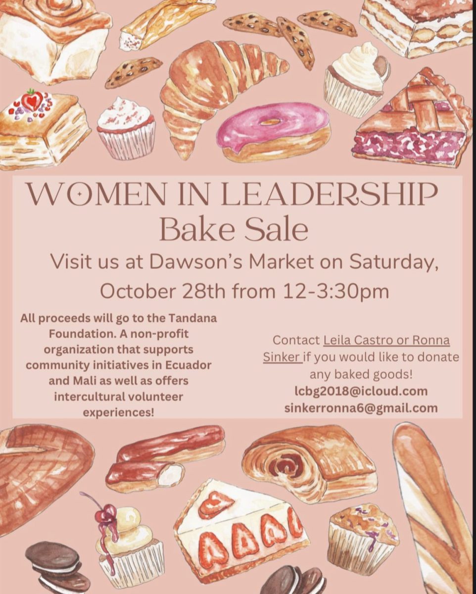 The Women in Leadership club advertises a bake sale at Dawsons Market on Oct. 28.
