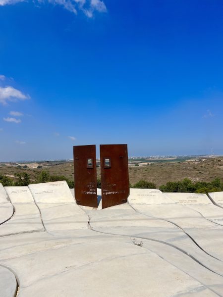 This memorial to people who have died in the area is in the border town of Sderot between Israel and Gaza. Sderot was one of the first towns attacked by Hamas on Oct. 7.