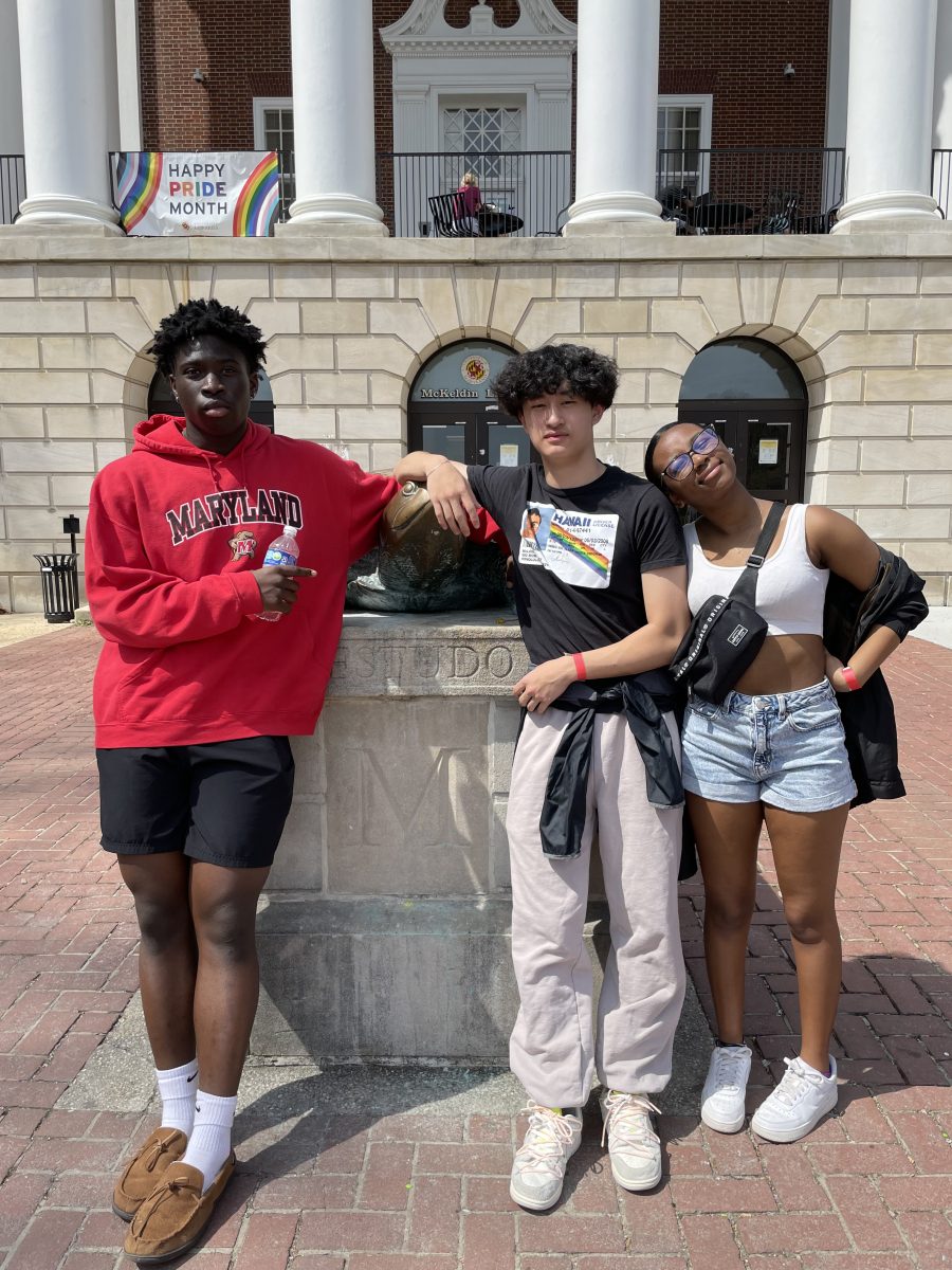 Seniors Stanley Anshon, Ryan Hu and Jadyn Welsh took a guided tour at the University of Maryland. Guided tours are one of the best options for students when visiting a college. campus.
