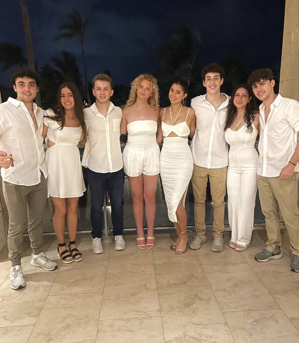 The Class of 2023 wears white to an event on their senior spring break trip to Punta Cana.
