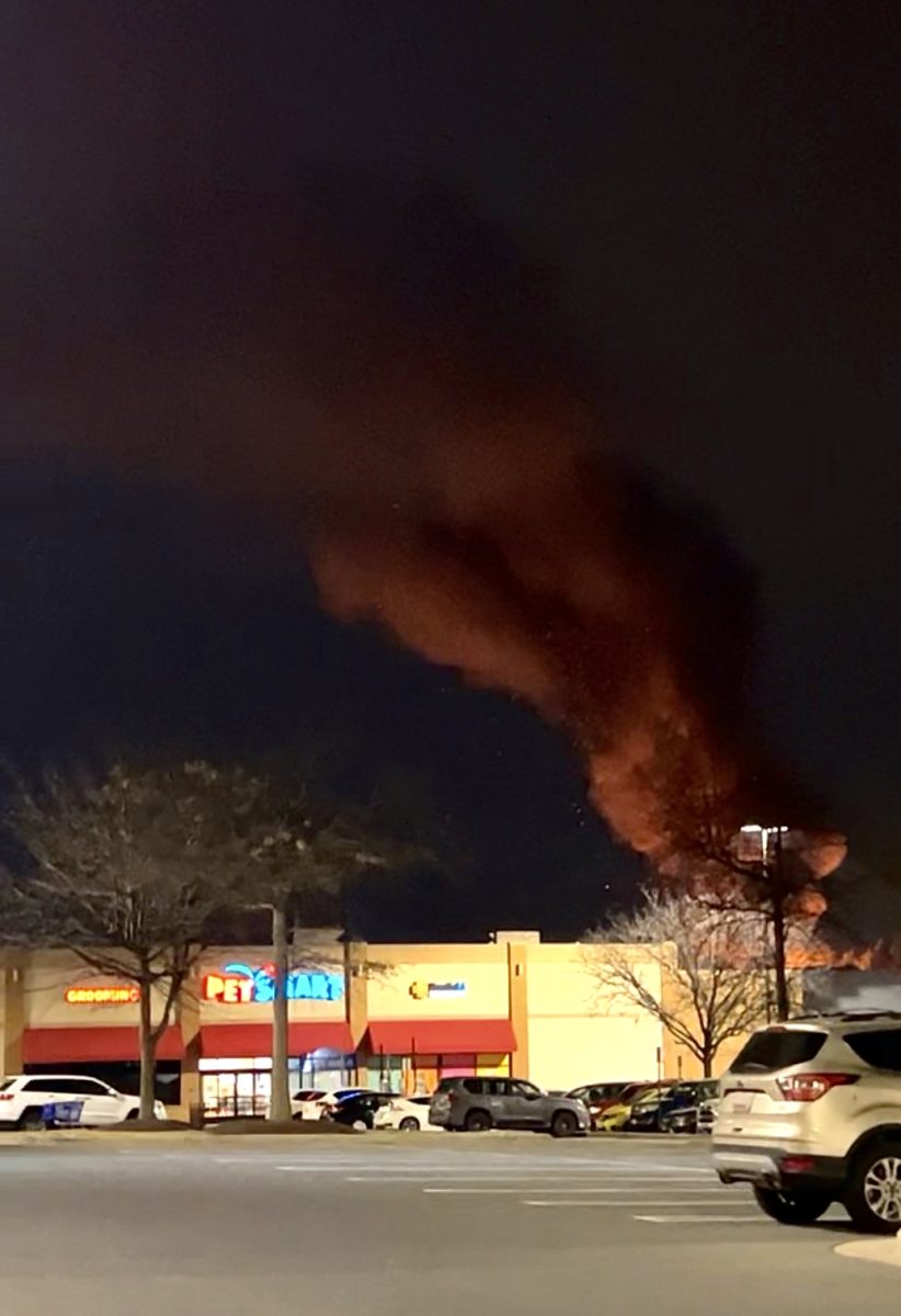 The orange blaze coming from the area around Cinepolis Luxury Cinemas in the Kendlands lit up the sky on Feb. 9. I was shocked to see a fire that big, senior Jake Kelley said. 