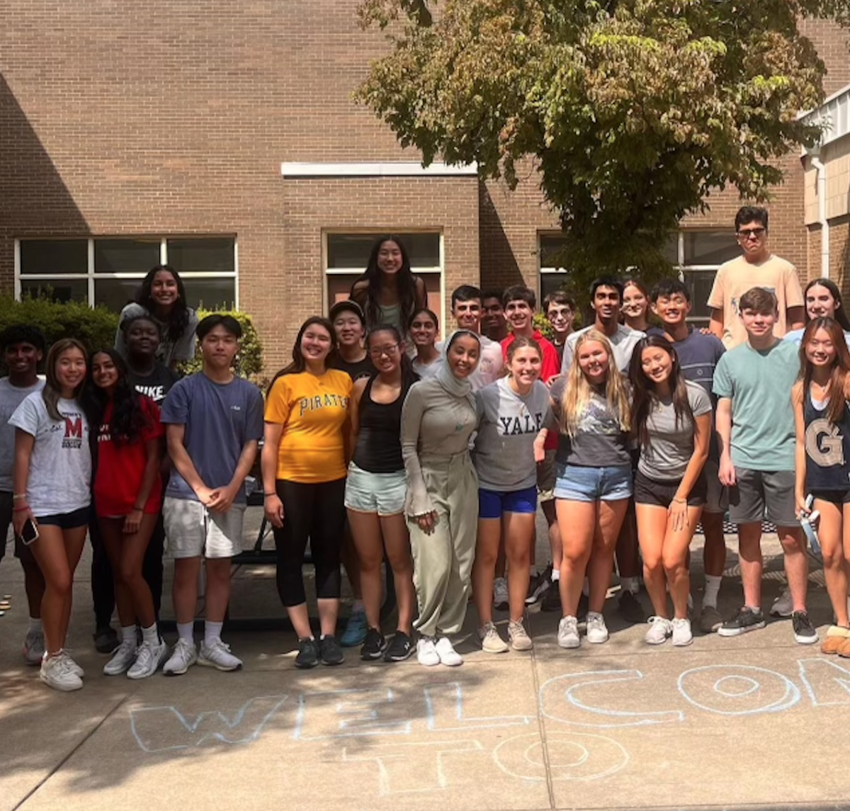 The National Honor Society gathers at a courtyard cleanup on Aug. 23. NHS is one of the few organizations at this school that do not hold interviews to be a part of their club, and instead only submit applications that are approved by the sponsor. 