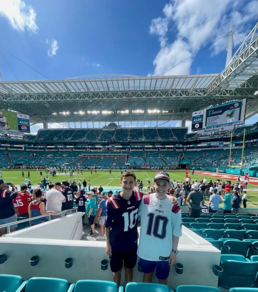 Sophomore Jonas Klein and brother Zachary Klein attend Patriots Vs. Miami Dolphins at Hard Rock stadium Miami, Florida on Oct. 29, 2023.