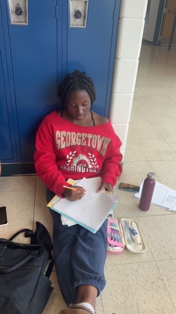 Sophomore Gabriella Gbebry studies for her chemistry test on equilibrium on May 3.