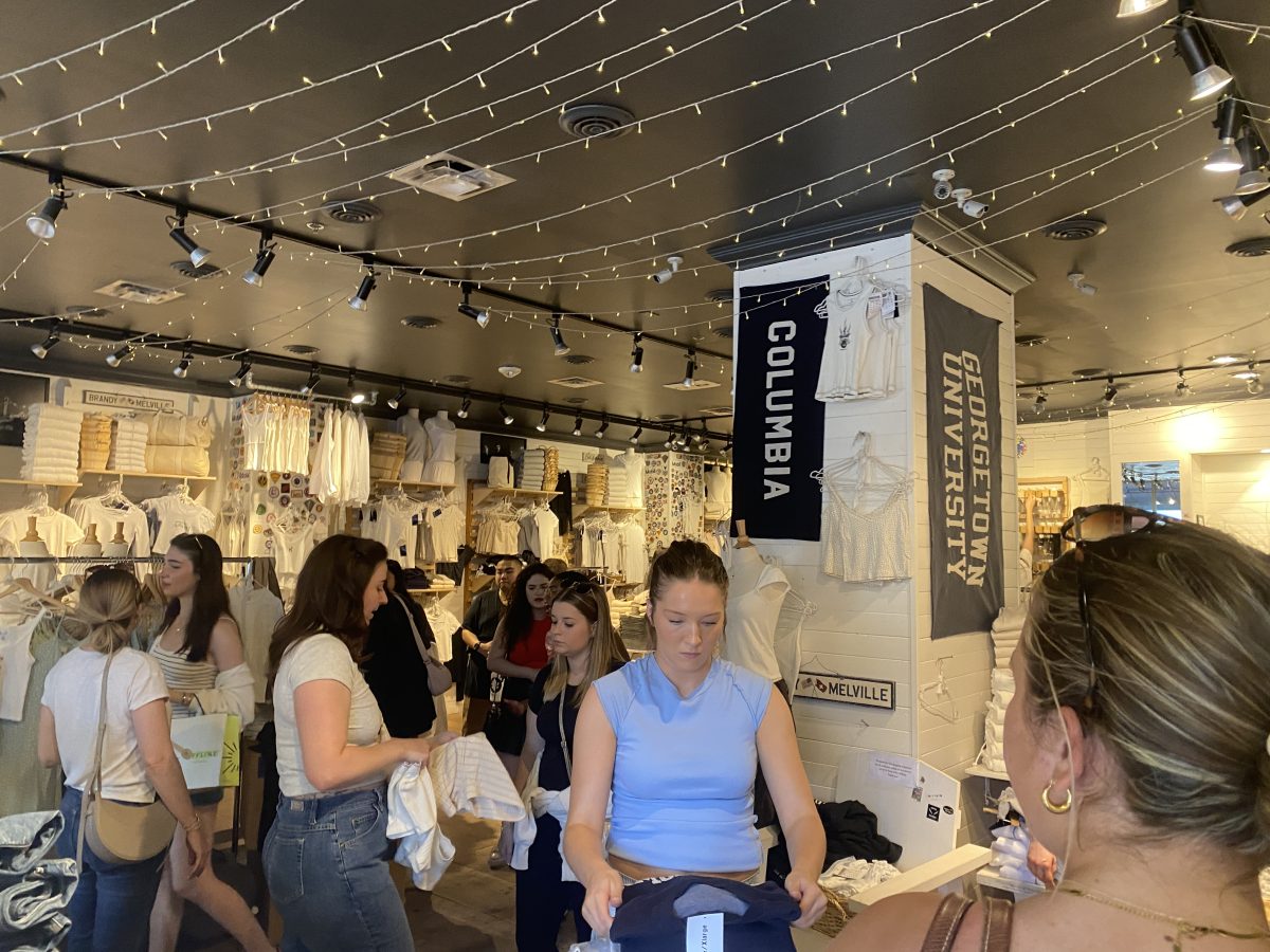 Brandy Melville in Georgetown is packed with girls shopping for trendy clothes.