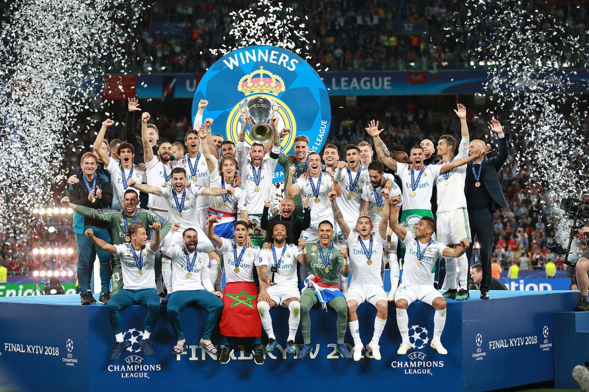 Real Madrid celebrates winning the 2018 UEFA Champions League.