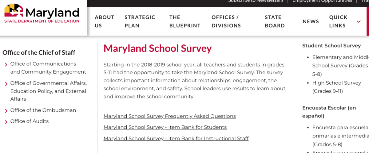 Freshmen%2C+sophomores%2C+and+juniors+took+the+Maryland+School+Survey+on+Apr.+3+during+their+advisory+period.+School+surveys+can+provide+data+about+the+school%2C+but+their+relevance+is+often+questioned.+According+to+the+Maryland+State+Department+of+Education%2C+school+leaders+use+results+to+learn+about+and+improve+the+school+community.%E2%80%9D