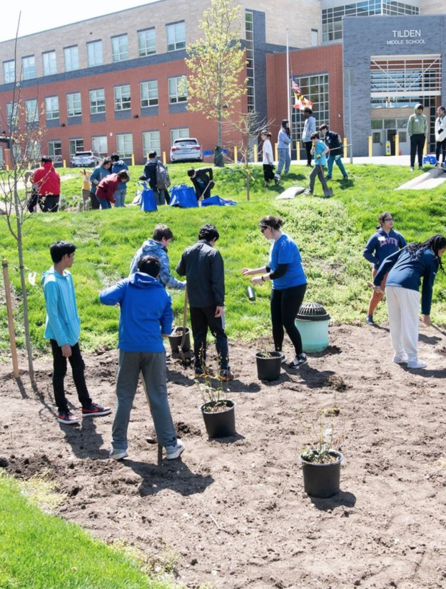 On Apr. 15, the MCPS Youth Climate Summit worked to plant trees outside of Tilden Middle School and create their own Climate Action Plans to make a difference in their community.