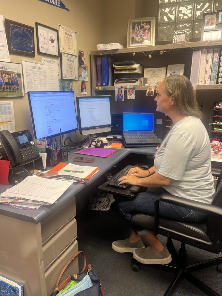 New Resource Counselor Elizabeth Robinson works on student schedules and ensures every counselor has what they need. "We want our students to do well and doing well doesn't just mean doing work. We also want them to know we care and we were once high school students as well so we are here to listen," Robinson said.