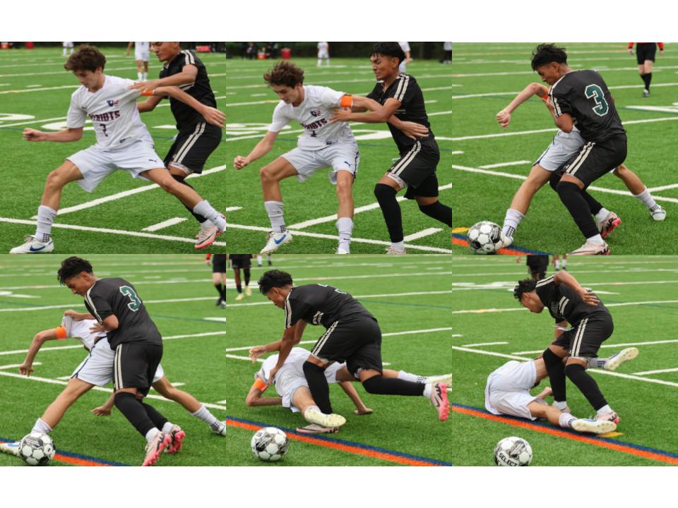 Senior Alex Balian (this writer) is fouled by a JFK defender during a varsity boys' soccer match. He was concussed minutes later. According to Purdue University, 22% of soccer injuries are concussions.