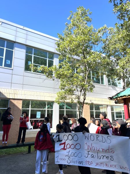 The BSU held a rally on Thursday, Oct. 17 to spread awareness about past racist events and how they have been handled by MCPS.