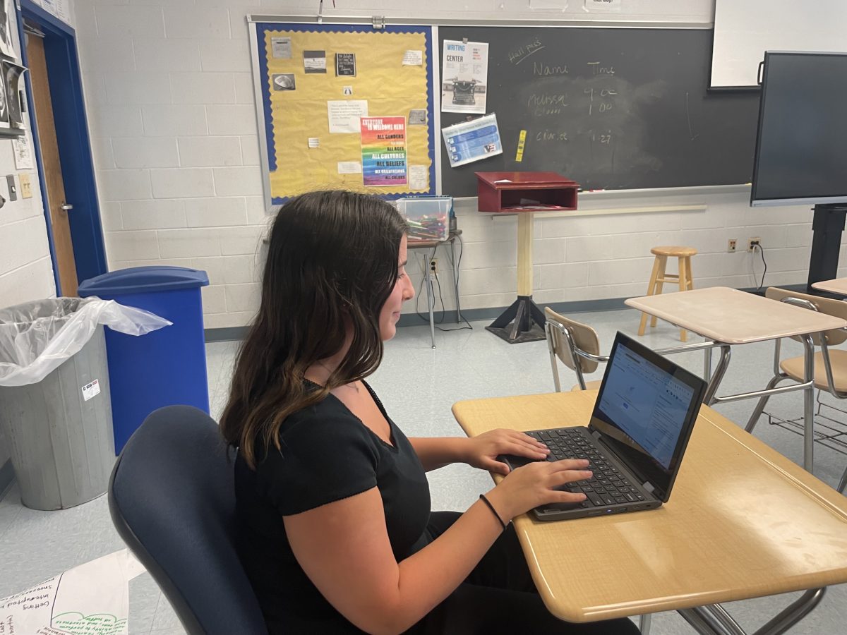 Senior Abby Brodsky logs into Naviance to check the status of her college applications. "It's sometimes hard to see all your documents and know their status," Brodsky said. 