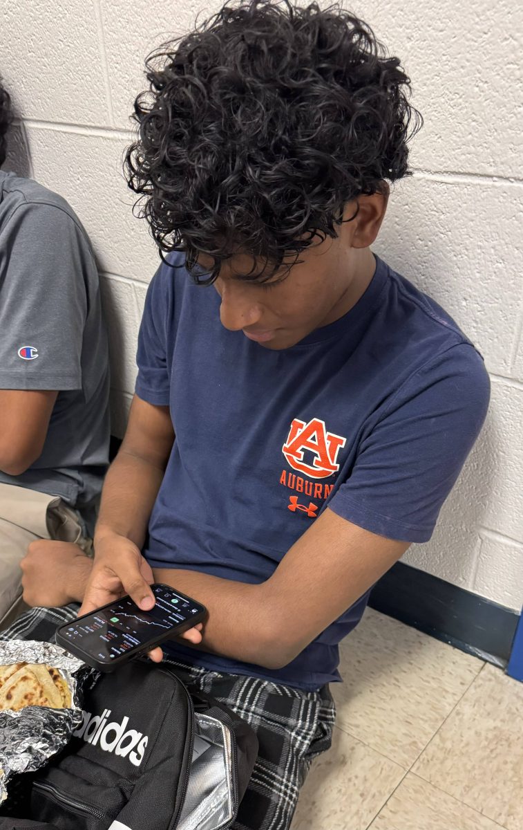 Junior Krish Balkee is interested in stock market dynamics. On Oct. 23 during lunch he checks his investments to see how they are doing. "I check the market often just to see if it is up or down on a typical day, it can be fun to see how it is doing," Balkee said.