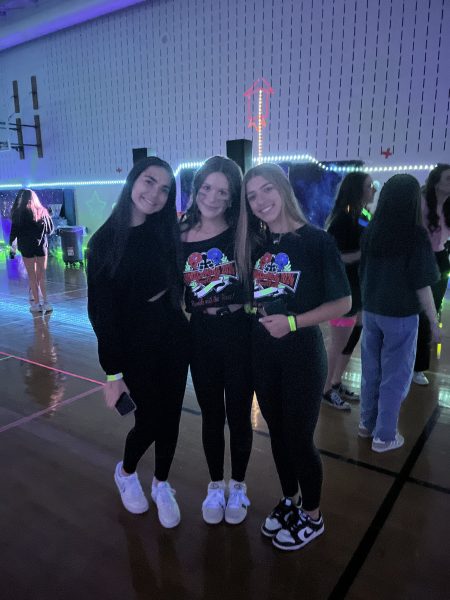 Oct Oct. 18, sophomores Ashley Rudolph, Sofia Sklias and Manuella Poggio dance at Gloco. "I thought Gloco was fun and I liked the decorations. My favorite part was being with my friends," Rudolph said.