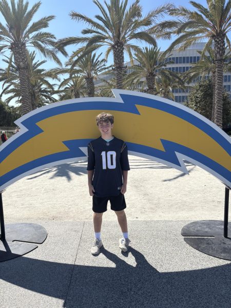 Sophomore Noah Hurwitz at an NFL game in San Diego. Hurwitz is a lifelong Charger fan because of influence from his dad who is also a Charger fan." My dad is the biggest reason I'm a Charger fan," Hurwitz said.