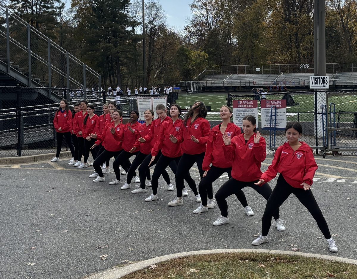 The poms team performs in front of the stadium at the Fall Festival on Oct. 26.  Captain Ashi Stanislaus said, "I loved performing with my team at the Fall Festival."