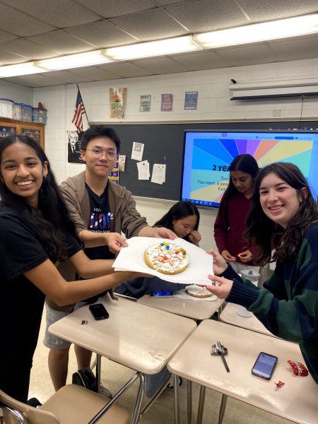 During their Halloween meeting on Tuesday, Oct. 29, the Breakfast Club had a Halloween waffle decorating contest. Seniors Diya Khetan and Justin Kim and junior Rebekah Buchman participated in the contest as one team.