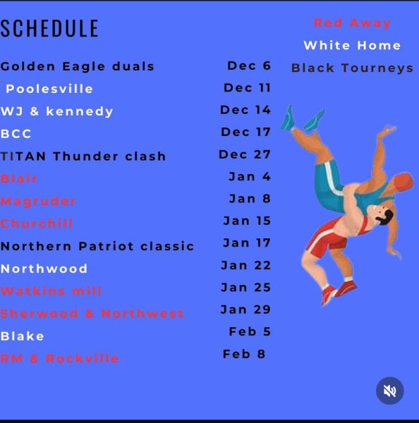 The wrestling schedule for the consists of three tournaments, five home games, six away games and three tri-meets.